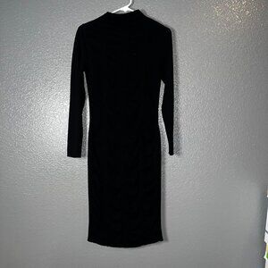 Love Always Black Knit Long Sleeve Bodycon Midi Dress - Size Large